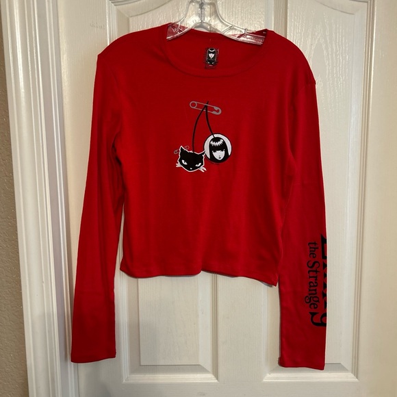 Emily the Strange Long Sleeve T-shirt Womens Red W/Black Emo Goth Pin choose NWT - Picture 2 of 14